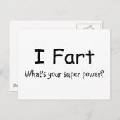 Carte Postale Je pète ce qui est votre super pouvoir (Devant / Derrière)