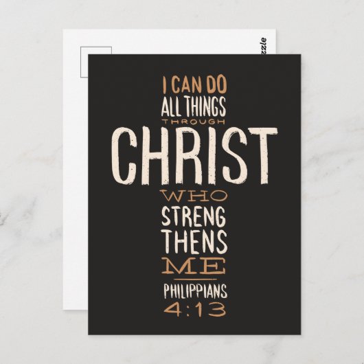 Carte Postale Je Peux Faire Toutes Les Choses À Travers Christ B (Devant / Derrière)
