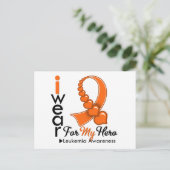 Carte Postale Je Porte Du Ruban Leucémique Pour Mon Héros (Debout devant)