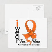 Carte Postale Je Porte Du Ruban Leucémique Pour Mon Héros (Devant / Derrière)