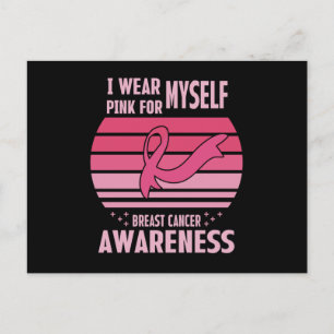 Carte Postale Je Porte le Rose Pour Moi-même Ruban Rose Cancer d