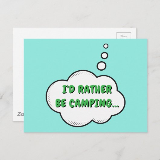 Carte Postale Je préfère être en camping (Devant / Derrière)