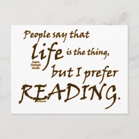 Carte Postale Je préfère la lecture (Devant)