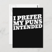 Carte Postale Je préfère mes puns prévus (Devant / Derrière)
