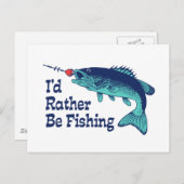 Carte Postale Je préfère pêcher (Devant / Derrière)
