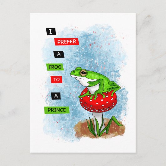 Carte Postale Je préfère une grenouille à un prince | Artwork de (Devant)