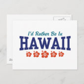 Carte Postale Je Préférerais Être À Hawaï (Devant / Derrière)