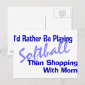 Carte Postale Je Préférerais Jouer Au Softball (Devant / Derrière)