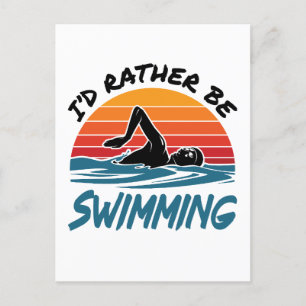 Carte Postale Je Préférerais Me Baigner Rétro Swimmer