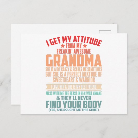 CARTE POSTALE JE REÇOIS MON ATTITUDE DE MA GRAND-GRAND-MAJEURE F (Devant / Derrière)