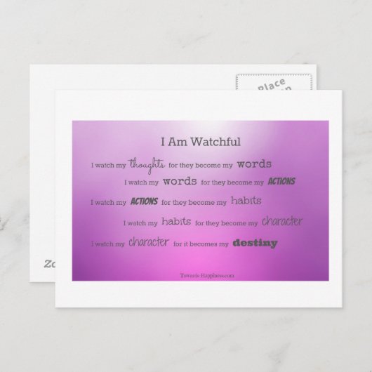 Carte Postale Je regarde mes pensées (Devant / Derrière)