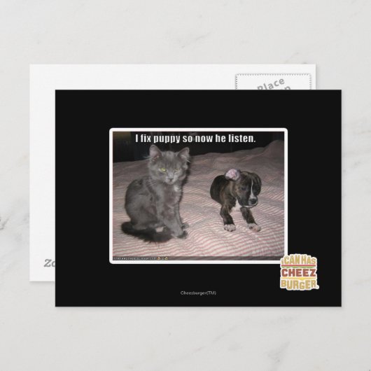 Carte Postale Je répare le chiot (Devant / Derrière)