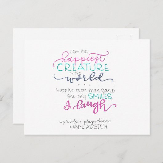 Carte Postale Je rigole - Fierté & Préjugés (Devant / Derrière)