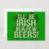 Carte Postale Je serai irlandais dans quelques bières (Devant / Derrière)