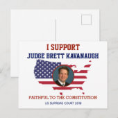 Carte Postale Je soutiens le juge Brett Kavanaugh (Devant / Derrière)