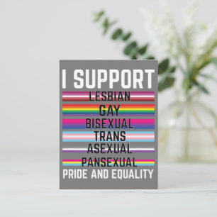 Carte Postale Je soutiens les lesbiennes gays bisexuels trans as