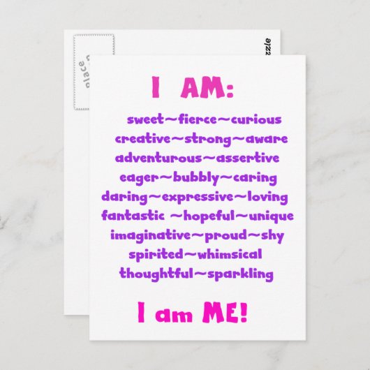 Carte Postale Je suis (Devant / Derrière)