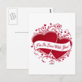 Carte Postale Je suis amoureux de toi ! Cœurs rouges (Devant / Derrière)