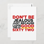 Carte Postale Je suis beau à 62 ans, modèles d'anniversaire (Devant / Derrière)