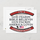 CARTE POSTALE JE SUIS CONSERVATEUR (Devant / Derrière)