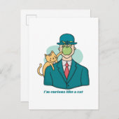 Carte Postale Je suis curieux comme un chat Chat avec une pomme  (Devant / Derrière)