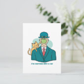 Carte Postale Je suis curieux comme un chat Chat avec une pomme  (Debout devant)