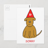 Carte Postale Je suis Désolé Cute Cartoon Puppy (Devant / Derrière)