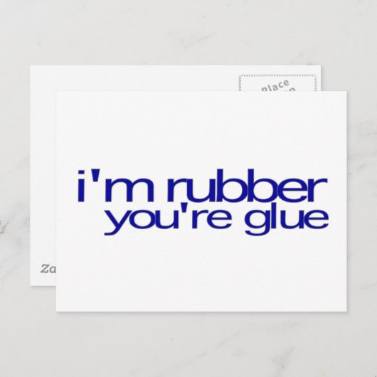 Carte Postale Je Suis En Caoutchouc, Tu Es Une Colle (Devant / Derrière)