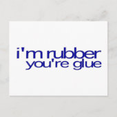 Carte Postale Je Suis En Caoutchouc, Tu Es Une Colle (Devant)