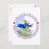 Carte Postale Je suis en retard, je suis en retard, pendant une (Devant / Derrière)