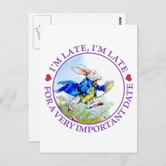 Carte Postale Je suis en retard, je suis en retard, pendant une (Devant / Derrière)