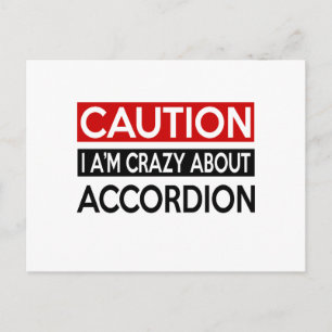 CARTE POSTALE JE SUIS FOU DE L'ACCORDION