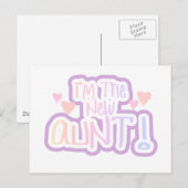 Carte Postale Je suis la Nouvelle Tante - Tons de rose (Devant / Derrière)
