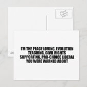 Carte Postale Je suis le libéral dont vous avez été prévenus (Devant / Derrière)