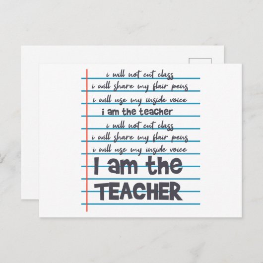 Carte Postale JE SUIS L'ENSEIGNANT Citation Enseignant Enseignem (Devant / Derrière)
