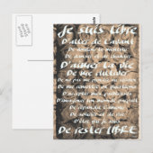 Carte Postale "Je suis Libre..." (Devant / Derrière)