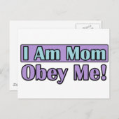 Carte Postale Je Suis Maman, Obéis-Moi ! (Devant / Derrière)
