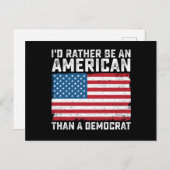 Carte Postale Je Suis Plutôt Américain Qu'Démocrate (Devant / Derrière)