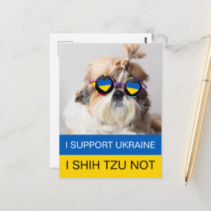 Carte Postale Je suis pour l'Ukraine Je Shih Tzu Pas le drapeau 