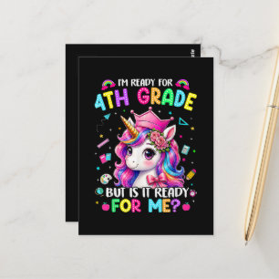 Carte Postale Je suis prêt pour la licorne de 4e année, premier