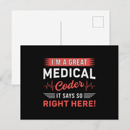 Carte Postale Je suis un grand programmeur de codage de code Méd (Devant / Derrière)