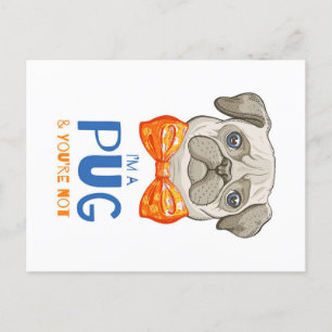 Carte Postale Je suis un pug, cadeau drôle de pug, cadeau pour a