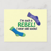 Carte Postale Je suis un tel rebelle, je porte les chaussettes (Devant)
