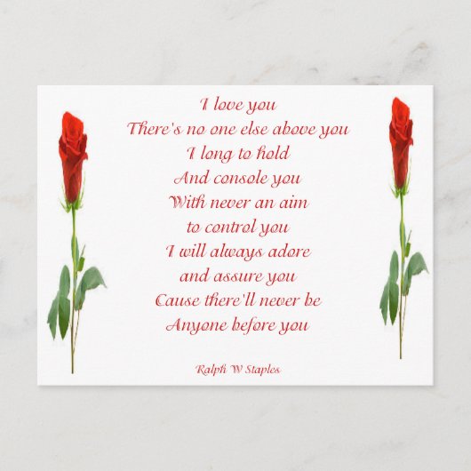 Carte Postale Je t'aime (Devant)