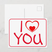 Carte Postale Je t'aime (Devant / Derrière)