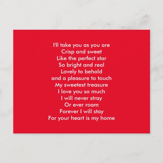 Carte Postale Je t'aime (Devant)