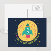Carte Postale Je T'Aime À La Lune Et À La Rocheuse De Dos (Devant / Derrière)