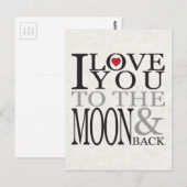 CARTE POSTALE JE T'AIME À LA LUNE ET AU RETOUR (Devant / Derrière)
