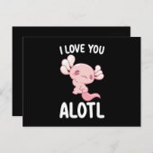 Carte Postale Je t'aime Alotl Axolotl Saint Valentin (Devant / Derrière)