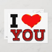 Carte Postale Je t'aime avec 3D Heart (Devant / Derrière)